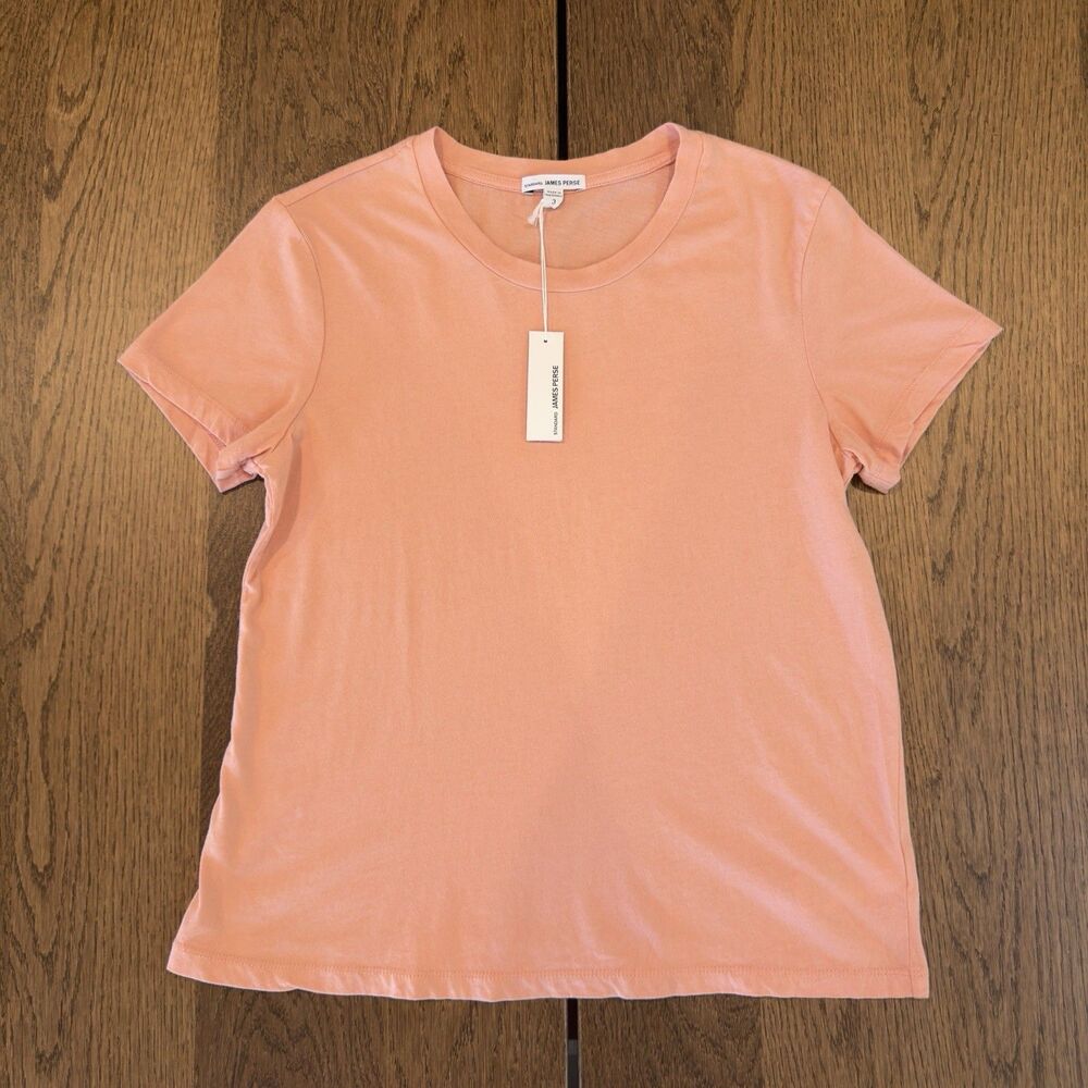 James Perse Standard Cotton Crew Neck T Shirt Womens Sz 3 (US L 8-10) Peach NWT